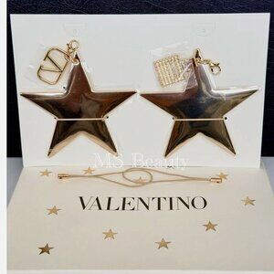 Valentino Key Charm Ornament Metal Gold Star Holiday Gift Set (3.5” Each Star)